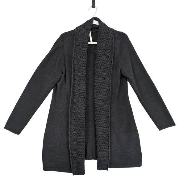 Leo & Nicole Women's XL Black Knit Long Open Cardigan Sweater, Lagenlook Goth - Picture 1 of 6